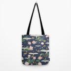 Japanese Crane Tropical Exotic Flower Pattern Tote Bag Gallery Image 2