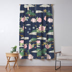 Japanese Crane Tropical Exotic Flower Pattern Window Curtain Gallery Image 5