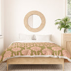 Hand-Drawn Pink And Olive Green Botanical Floral Pattern Duvet Cover Gallery Image 3