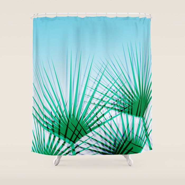 Airhead - memphis throwback retro vintage ombre blue palm springs socal california dreamer pop art Shower Curtain Gallery Image 1