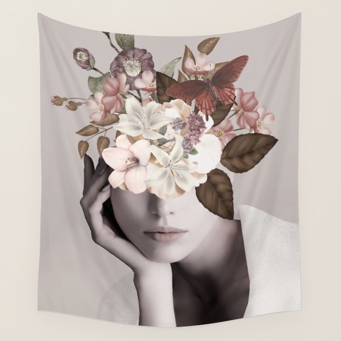 WOMAN WITH FLOWERS 19 Wall Tapestry Gallery Image 1