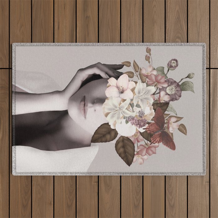WOMAN WITH FLOWERS 19 Outdoor Rug Gallery Image 1