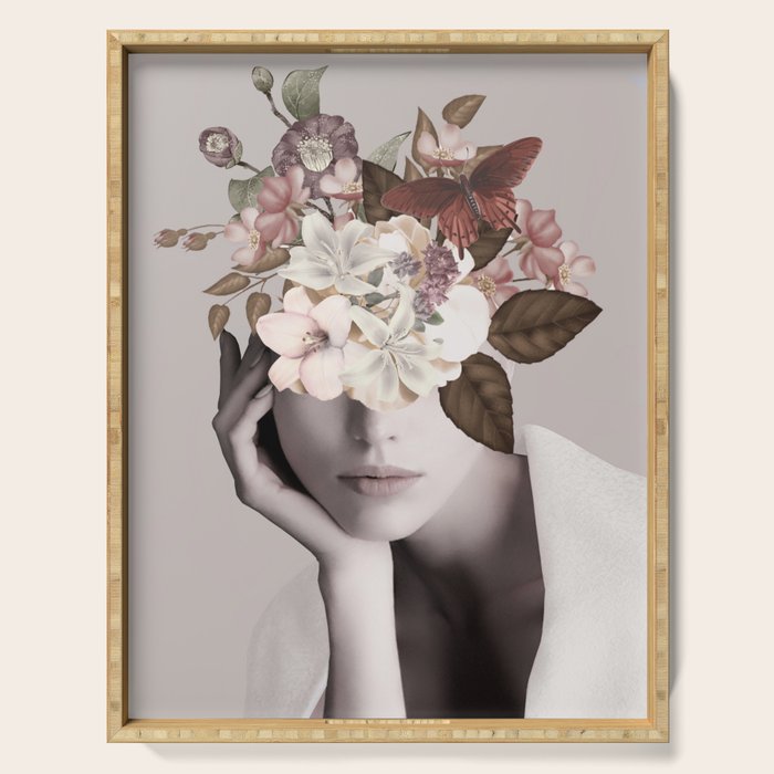 WOMAN WITH FLOWERS 19 Serving Tray Gallery Image 1