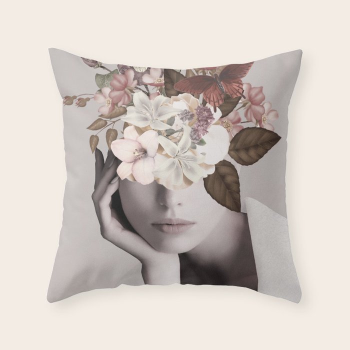 WOMAN WITH FLOWERS 19 Throw Pillow Gallery Image 6