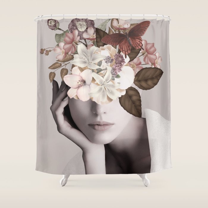 WOMAN WITH FLOWERS 19 Shower Curtain Gallery Image 1