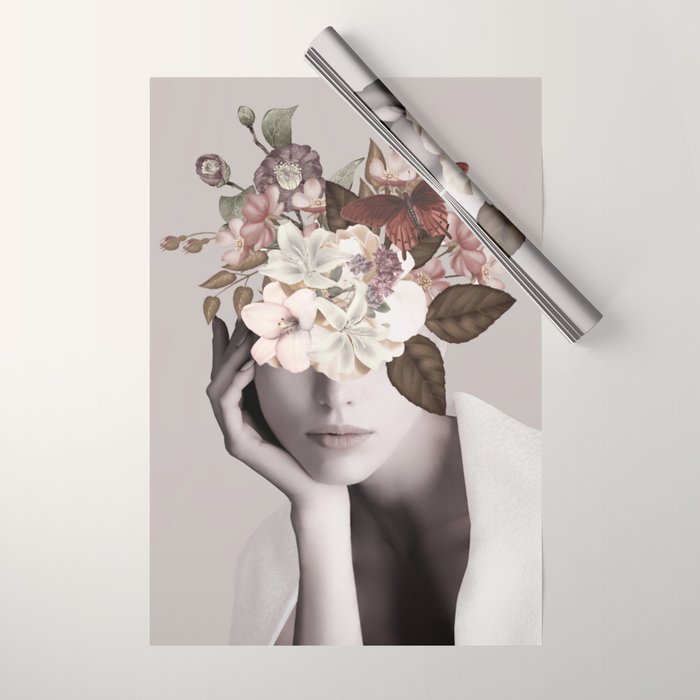 WOMAN WITH FLOWERS 19 Wrapping Paper Gallery Image 1