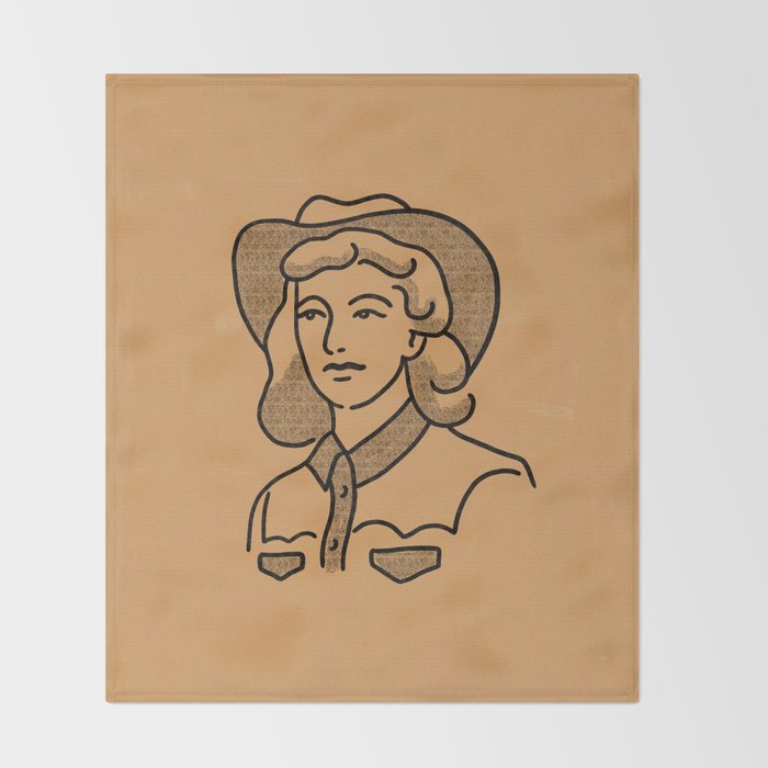 Cowgirl in Dusty Brown Throw Blanket Gallery Image 2