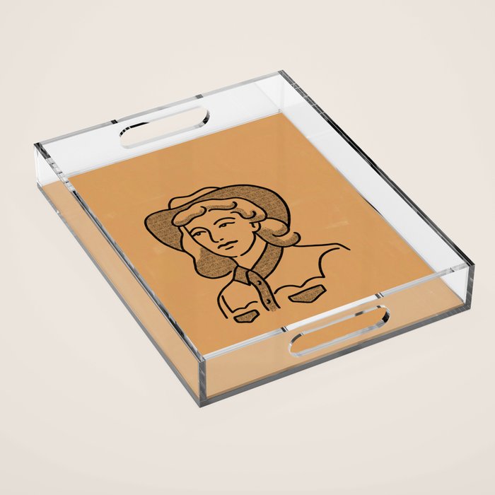 Cowgirl in Dusty Brown Acrylic Tray Gallery Image 1