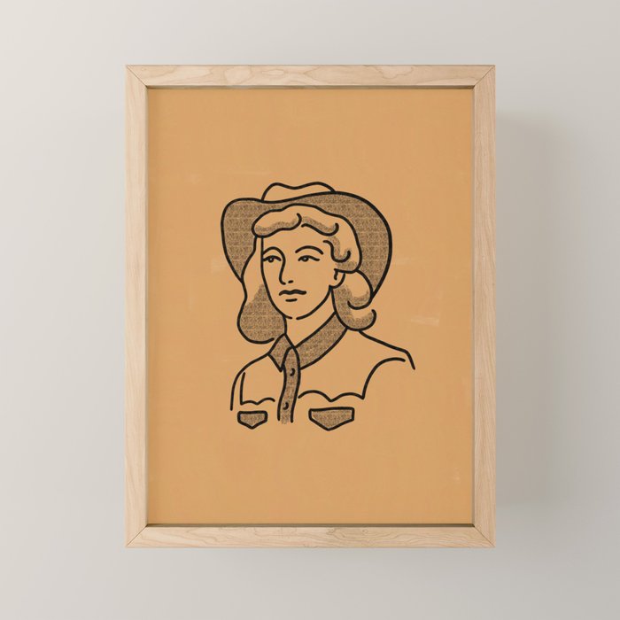 Cowgirl in Dusty Brown Mini Art Print Gallery Image 1