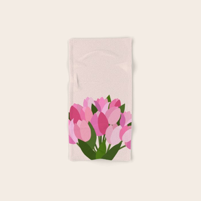 Fresh Tulips - Abstract Floral Pink Preppy Flowers Bath Towel Gallery Image 1