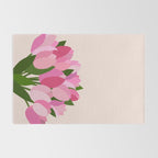 Fresh Tulips - Abstract Floral Pink Preppy Flowers Rug Gallery Image 2