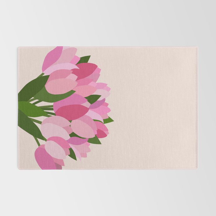 Fresh Tulips - Abstract Floral Pink Preppy Flowers Rug Gallery Image 2