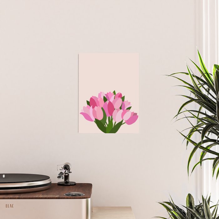 Fresh Tulips - Abstract Floral Pink Preppy Flowers Poster Gallery Image 2