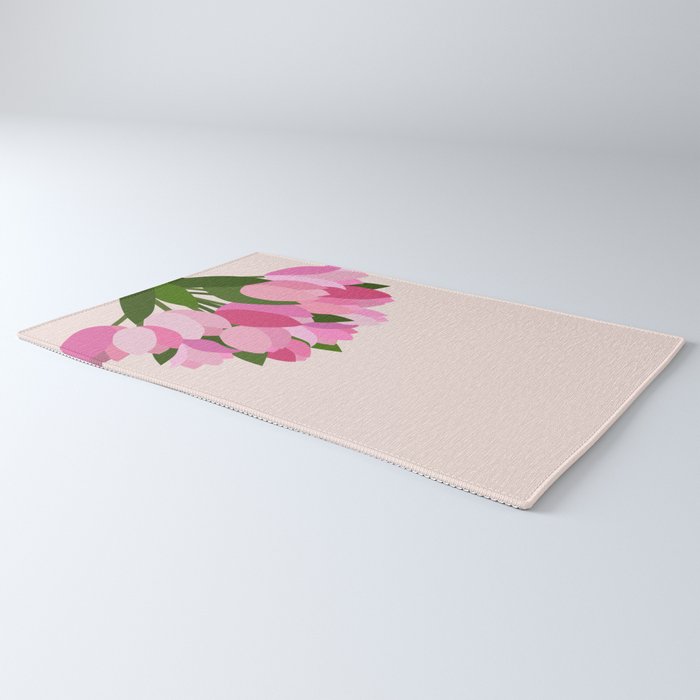 Fresh Tulips - Abstract Floral Pink Preppy Flowers Rug Gallery Image 3