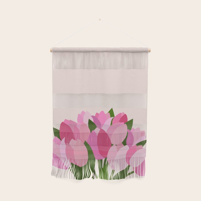 Fresh Tulips - Abstract Floral Pink Preppy Flowers Wall Hanging Gallery Image 1