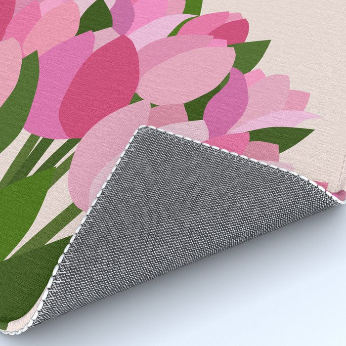 Fresh Tulips - Abstract Floral Pink Preppy Flowers Rug Gallery Image 4