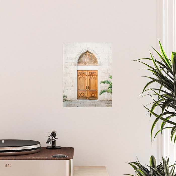 The wooden door of Sibenik Croatia | Fine art travel front door photography print | Pastel tones Poster Gallery Image 2