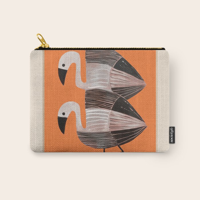 Tangerine Flamingos Carry All Pouch Gallery Image 1
