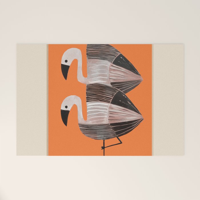 Tangerine Flamingos Welcome Mat Gallery Image 1