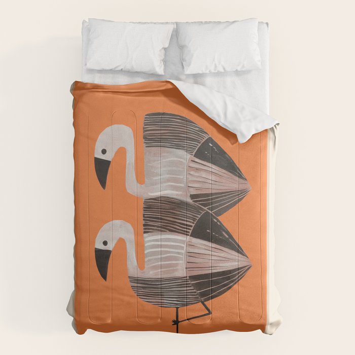 Tangerine Flamingos Comforter Gallery Image 1