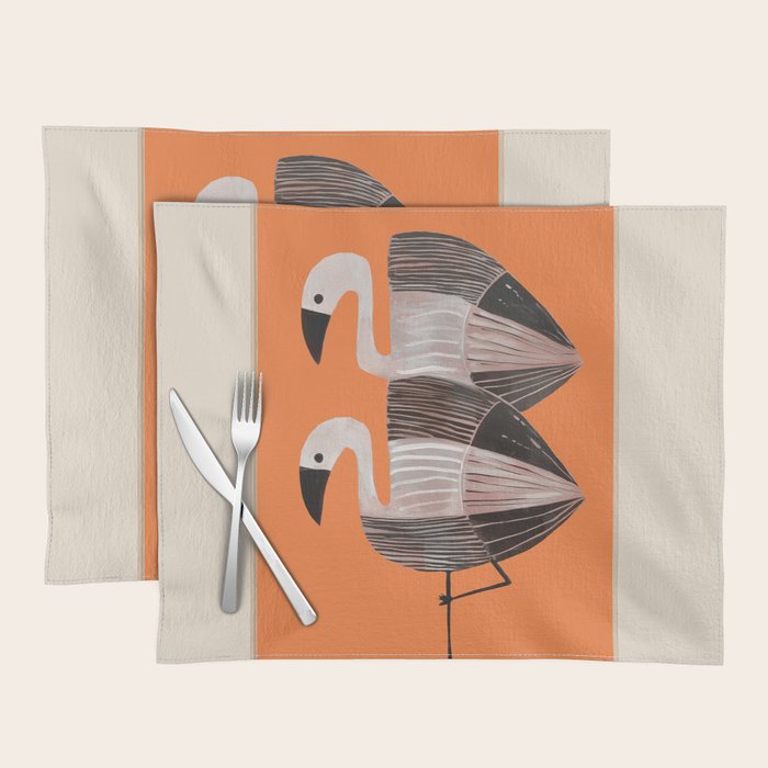 Tangerine Flamingos Placemat Gallery Image 1