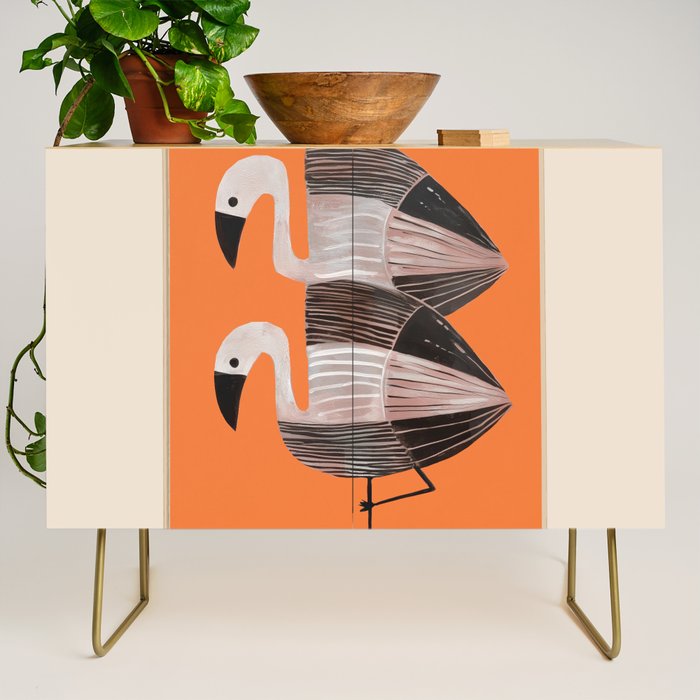 Tangerine Flamingos Credenza Gallery Image 1