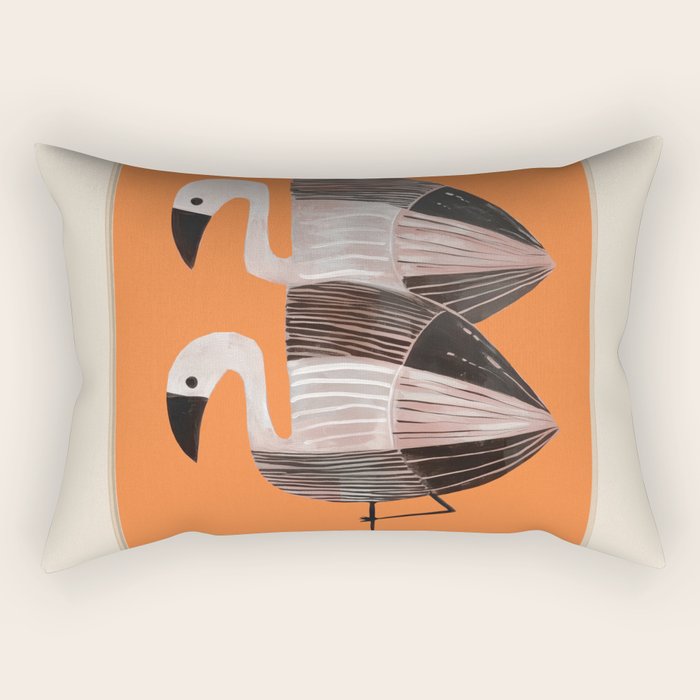 Tangerine Flamingos Rectangular Pillow Gallery Image 1