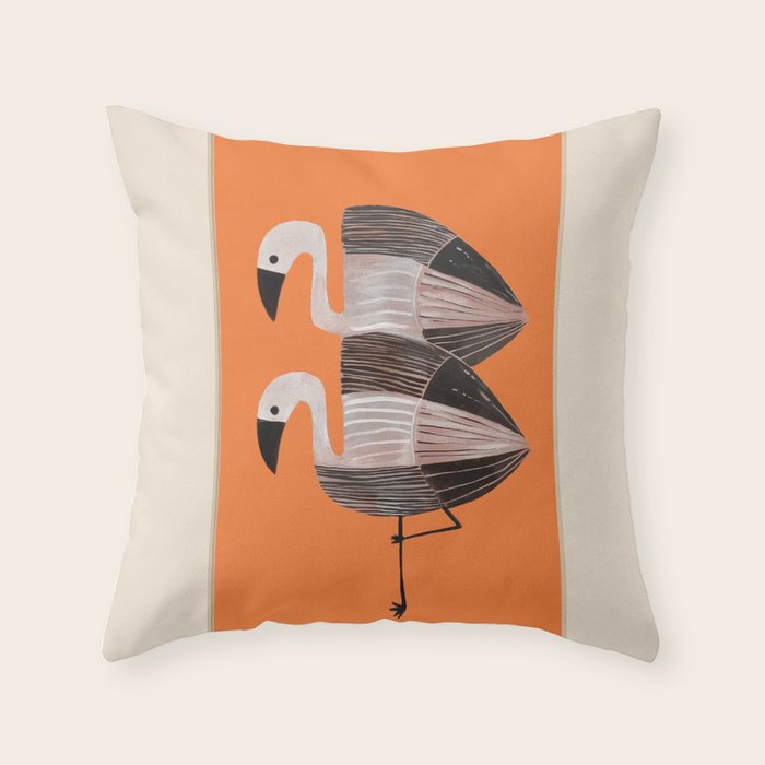 Tangerine Flamingos Throw Pillow Gallery Image 6