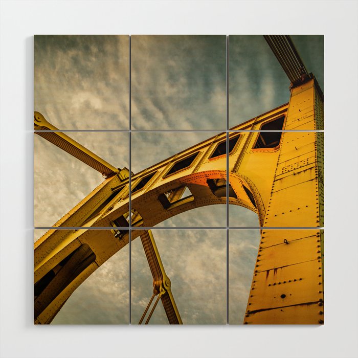 Pittsburgh Steel City Bridge Detail Print Wood Wall Art Gallery Image 1