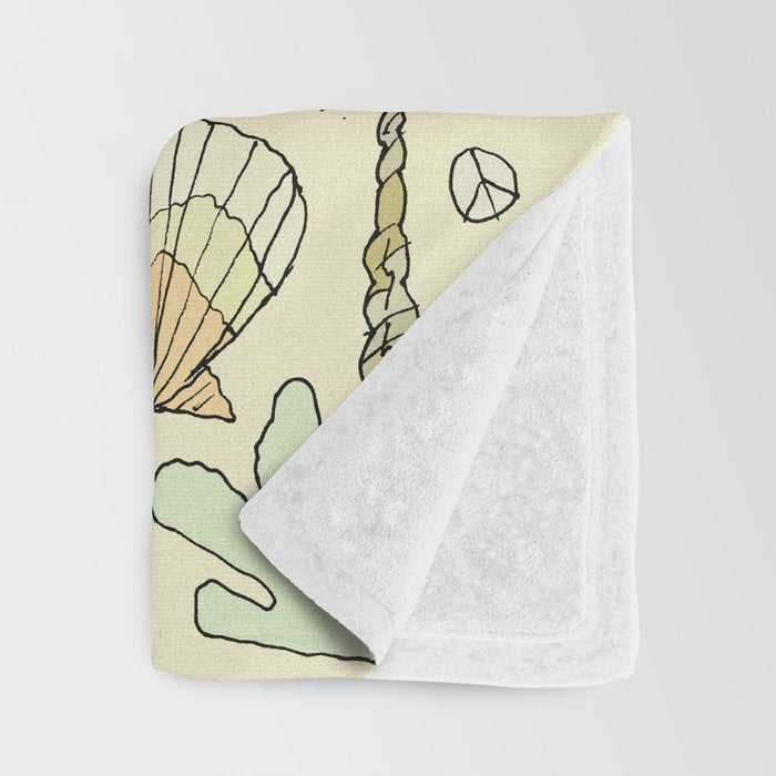 sea shells by the seashore treasures from the sea // retro surf art by surfy birdy Throw Blanket Gallery Image 3