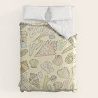 sea shells by the seashore treasures from the sea // retro surf art by surfy birdy Duvet Cover Gallery Image 6