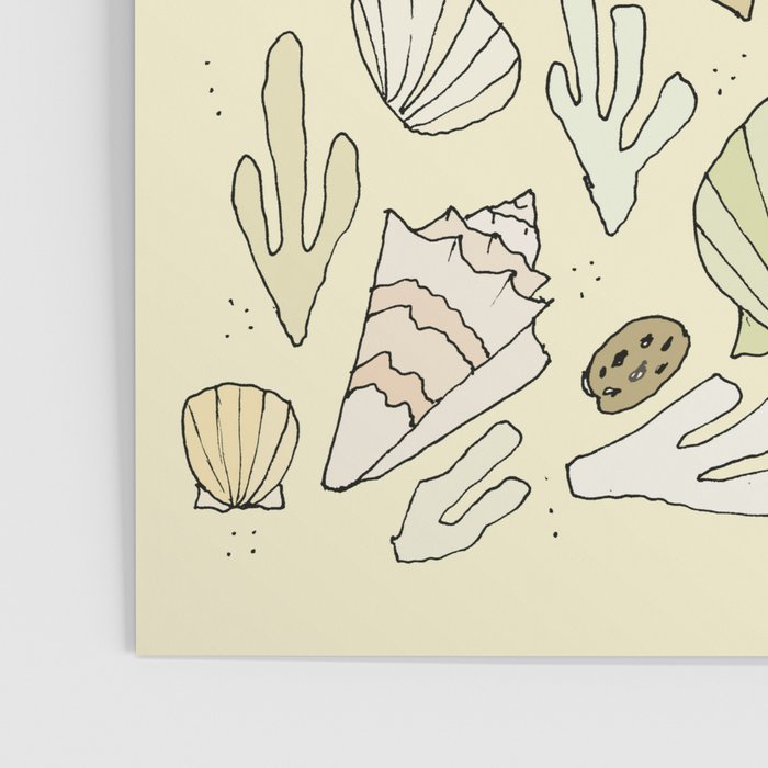sea shells by the seashore treasures from the sea // retro surf art by surfy birdy Poster Gallery Image 3