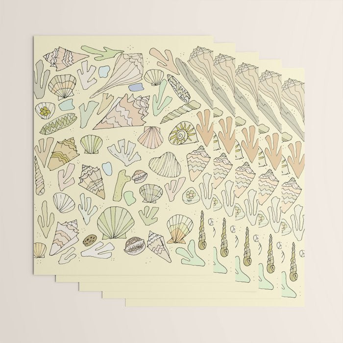 sea shells by the seashore treasures from the sea // retro surf art by surfy birdy Wrapping Paper Gallery Image 3