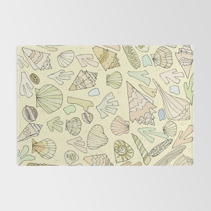 sea shells by the seashore treasures from the sea // retro surf art by surfy birdy Rug Gallery Image 2