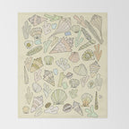 sea shells by the seashore treasures from the sea // retro surf art by surfy birdy Throw Blanket Gallery Image 2