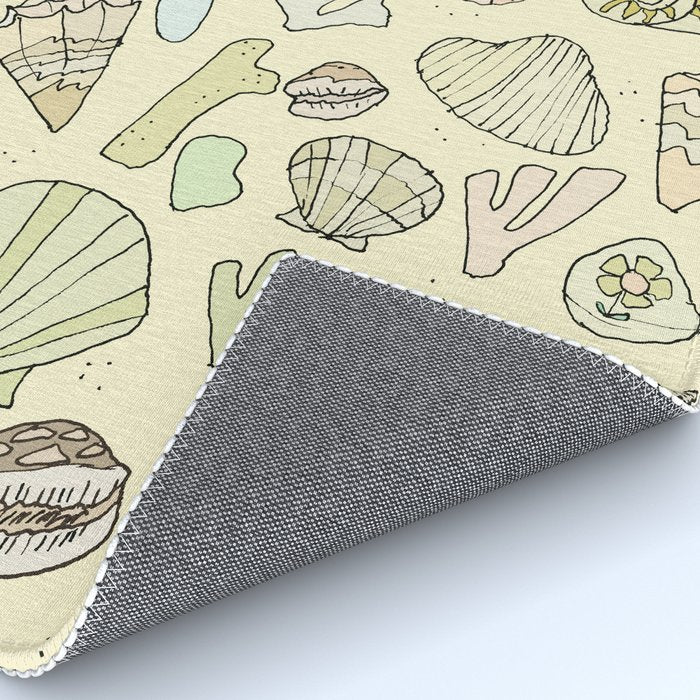 sea shells by the seashore treasures from the sea // retro surf art by surfy birdy Rug Gallery Image 4