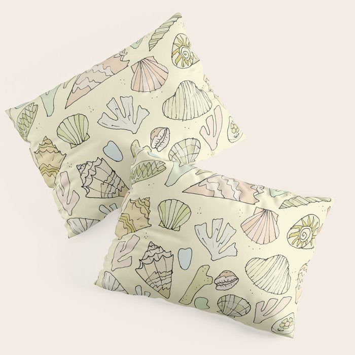 sea shells by the seashore treasures from the sea // retro surf art by surfy birdy Pillow Sham Gallery Image 1