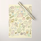 sea shells by the seashore treasures from the sea // retro surf art by surfy birdy Wrapping Paper Gallery Image 1