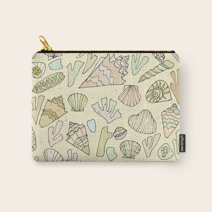 sea shells by the seashore treasures from the sea // retro surf art by surfy birdy Carry All Pouch Gallery Image 1