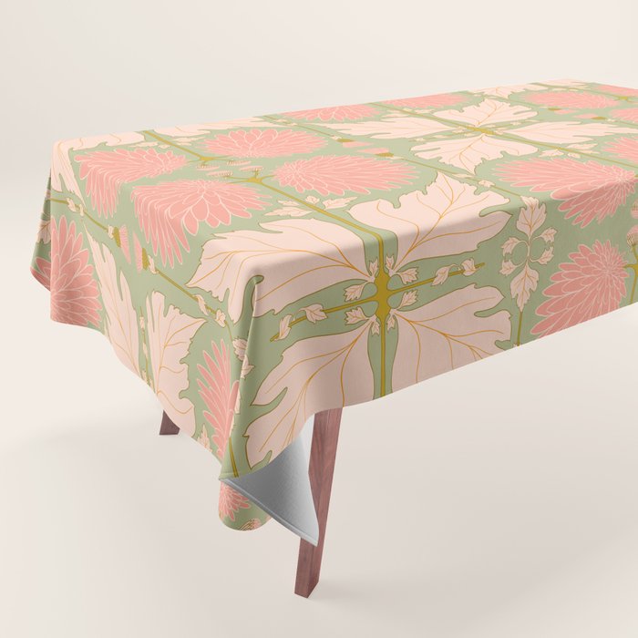 Art Nouveau Bohemian Peach Floral Botanical Tablecloth Gallery Image 1