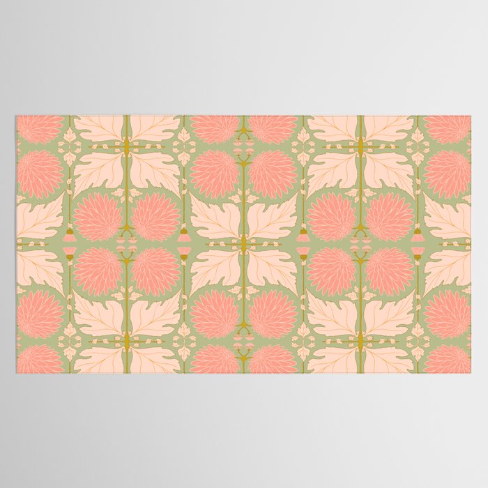 Art Nouveau Bohemian Peach Floral Botanical Tablecloth Gallery Image 2