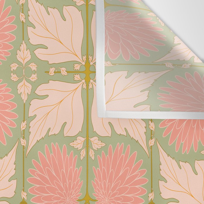 Art Nouveau Bohemian Peach Floral Botanical Wall Tapestry Gallery Image 3