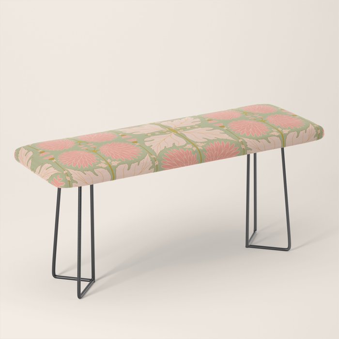 Art Nouveau Bohemian Peach Floral Botanical Bench Gallery Image 1