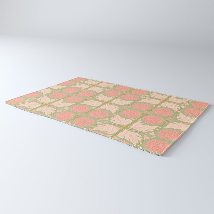 Art Nouveau Bohemian Peach Floral Botanical Rug Gallery Image 3