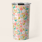 Dinosaurs + Unicorns in Pink + Teal Travel Mug Gallery Image 1