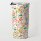 Dinosaurs + Unicorns in Pink + Teal Travel Mug Gallery Image 3