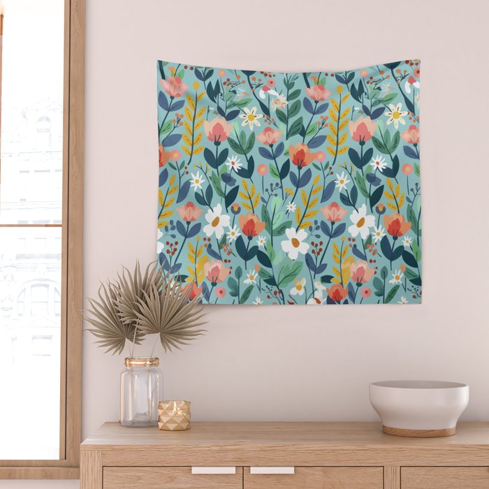 Whimsy Floral Infusion Wall Tapestry Gallery Image 2