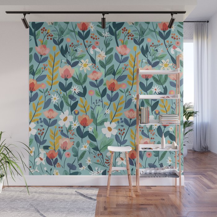Whimsy Floral Infusion Wall Mural Gallery Image 1