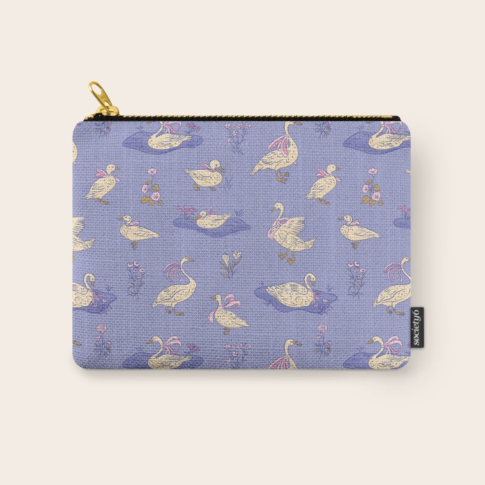 Swans With Bows - Ducks And Flowers Carry All Pouch Gallery Image 1