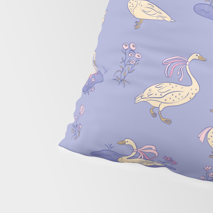 Swans With Bows - Ducks And Flowers Pillow Sham Gallery Image 4